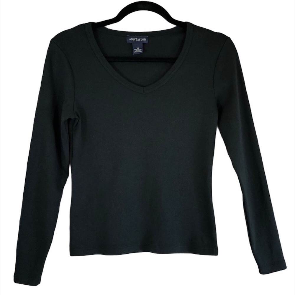 Ann Taylor Long Sleeve Black Top